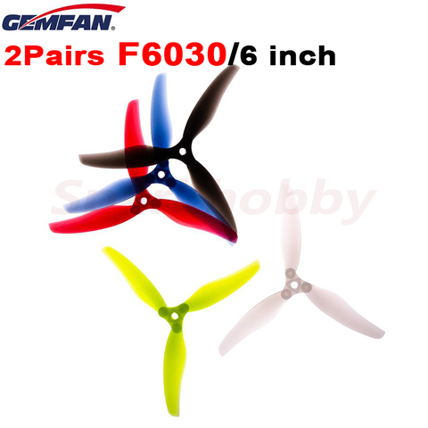 GEMFAN-hélice plegable de 3 aspas de 5mm, 2 pares, flexible, F6030, 6 pulgadas, POPO, Compatible con bujes para Drones RC FPV, Freestyle ► Foto 1/6