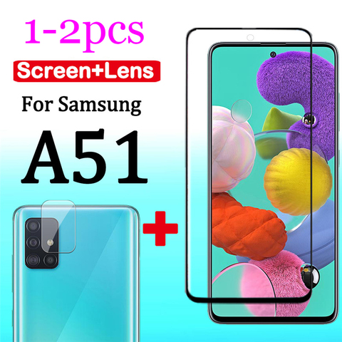 1-2 piezas de vidrio protector para Samsung galaxy a51 51 51a samsun glaxy samsunga51 galaxya51 con cámara cam lens armadura película 3d ► Foto 1/6