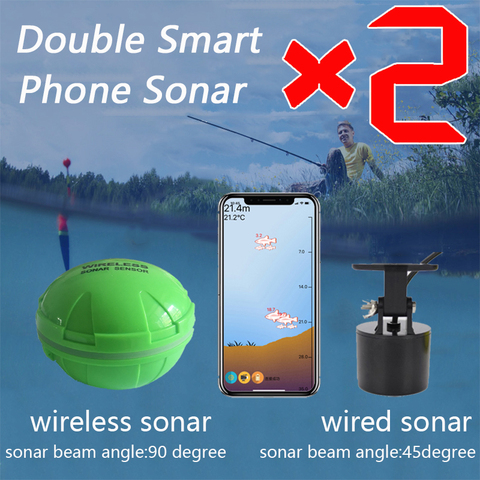 Buscador de peces portátil inalámbrico Bluetooth eco Sónar sonda Sensor de profundidad Fishfinder para el lago de Pesca de Mar IOS y Android ► Foto 1/6