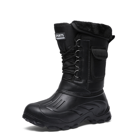 De cuero de camuflaje de invierno los hombres de nieve botas para lluvia escalada impermeable con piel de felpa caliente hombre Casual caza botas para pescar ► Foto 1/6