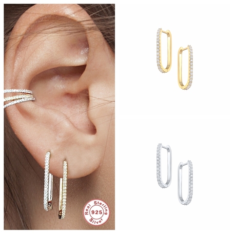 CANNER-Pendientes 100% Plata de Ley 925 aro circular grande para Mujer, con hebilla de hueso del oído, Piercing, en forma de U ► Foto 1/6