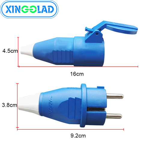 Enchufe de la UE a prueba de agua IP54 2 Pin macho hembra conector electrónico Schuko Rewireable toma desmontable adaptador Extender cable 16A ► Foto 1/6