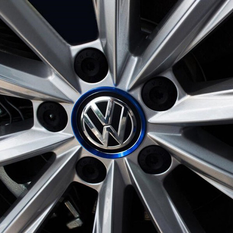 4 Uds coche modificado rueda conjunto decorativo círculo colorido aleación de aluminio anillo pegatina para VW Volkswagen Golf Polo estilo de coche jetta ► Foto 1/6