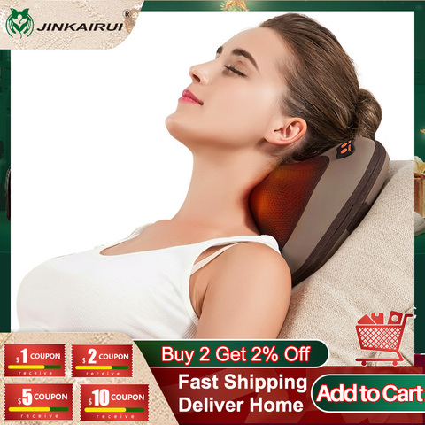 JinKaiRui vibrador amasamiento cuello cuerpo masajeador martillo almohada infrarrojo Shiatsu hombro eléctrico masaje trasero coche/hogar ► Foto 1/6