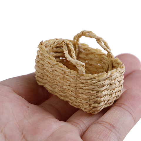 Minicasa de muñecas de ratán tejida a mano, cesta de comida, decoración en miniatura, 1/12 ► Foto 1/6