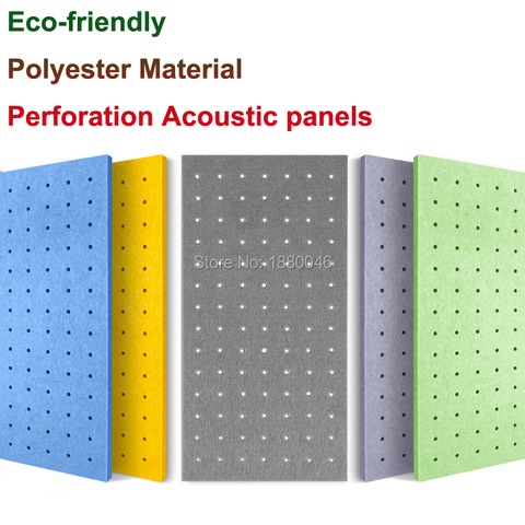 Absorción de sonido perforada, Material de poliéster ecológico, paneles acústicos, paneles de pared de tratamiento acústico, 1 caja, 10 Uds. ► Foto 1/6