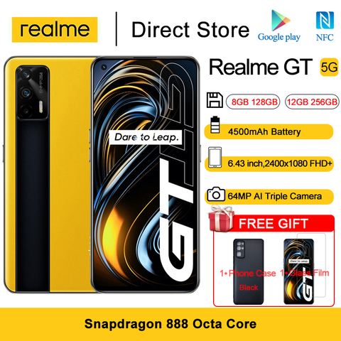 Realme-teléfono inteligente GT 5G, Smartphone con Android 11, 6,43 pulgadas, cámara frontal de 16MP, NFC, Snapdragon 888, ocho núcleos, 4500mAh, carga rápida 65W ► Foto 1/6