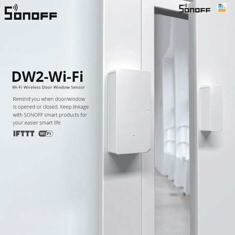 Sonoff DW2-WiFi, Sensor inalámbrico de seguridad para puerta/ventana, alarma de seguridad para el hogar, funciona con la aplicación eWeLink, compatible con dispositivos Sonoff IFTTT ► Foto 1/6