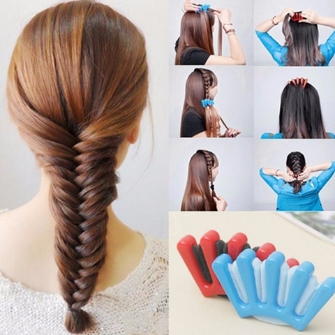 Herramienta de trenzado de cabello francés para niña y mujer, esponja trenzada, trenza de pelo de cerdo con cola, herramienta de estilismo DIY, Clip Holdr, accesorios para el cabello ► Foto 1/6