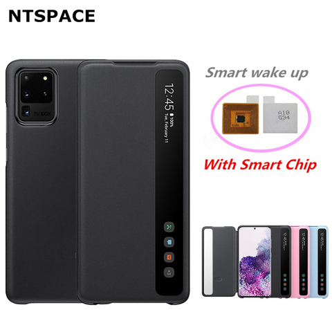 Funda abatible con ventana inteligente para Samsung Galaxy S20 Plus, carcasa de cuero con Chip inteligente sin tapa para Samsung S20 Ultra 5G ► Foto 1/6