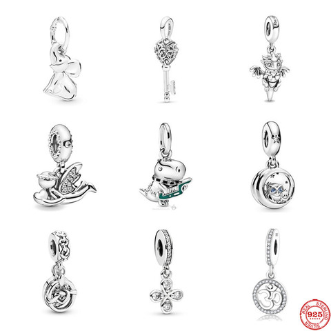 Colgante de Ángel con forma de búho que siempre se pone a tu lado, cuentas de Pandora originales, pulsera de plata 2022, joyería diy para mujer, novedad de 925 ► Foto 1/6