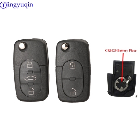 Jingyuqin 2/3 botones Flip carcasa de llave a distancia de coche para Audi A2 A3 A4 A6 A8 TT Fob caso CR1620 lugar de la batería ► Foto 1/5