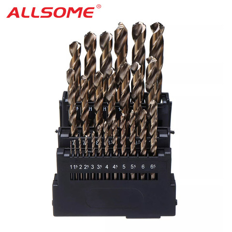 ALLSOME-Brocas helicoidales HSS, juego de puntas de perforación M42 para metal, 8% de alto cobalto, herramientas para perforar de acero inoxidable para cobre, hierro, aluminio y madera ► Foto 1/6