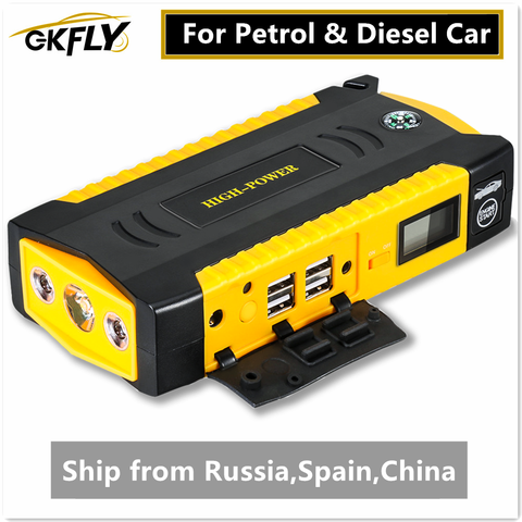 GKFLY-Arrancador de batería, dispositivo de arranque de coches de alta capacidad, 600A, es un banco de energía portátil con cables de arranque y autocargador, 12V ► Foto 1/6
