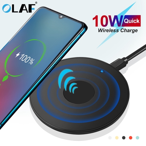 Cargador inalámbrico Qi Olaf, 10W, USB, Micro USB, carga rápida, Pad para iPhone Xs XR X 8 11, Samsung S10 S9, Mi 9 Xiaomi, cargador sans fil ► Foto 1/6