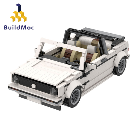 BuildMoc-Mini Golf Cabriolet, creador técnico, bloques de construcción, coche de carreras, juguetes para niños, regalo, verde, gris, blanco y negro ► Foto 1/4