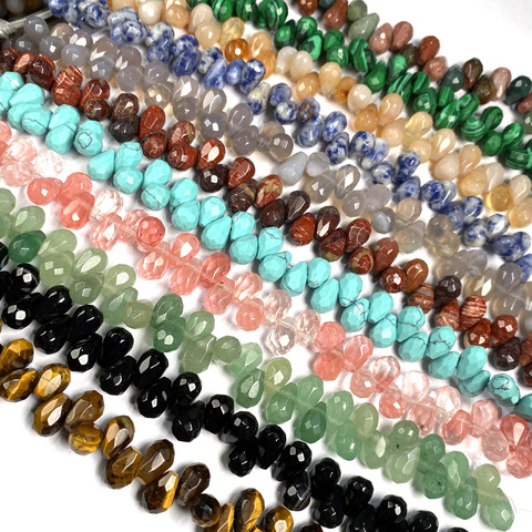 Cuentas sueltas semiacabadas con forma de gota de agua, piedras naturales, cristales facetados, para fabricación de joyas, collares, pulseras, accesorios ► Foto 1/6