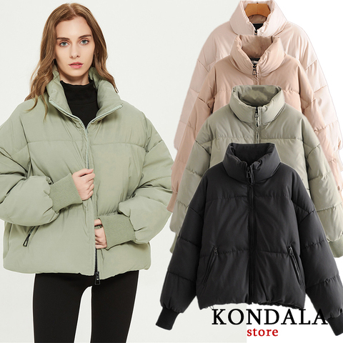 KONDALA-chaquetas gruesas para Mujer, ropa de calle de gran tamaño, Parkas de manga larga de murciélago con bolsillos, Tops para Mujer ► Foto 1/6