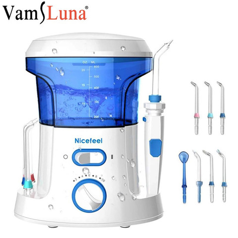 Irrigador Dental blanqueador Oral limpiador de dientes de chorro de pulso de agua limpiador de dientes hidrochorro de dientes con tanque de agua de 600ml y 7 boquilla irrigador bucal limpieza dental dientes ► Foto 1/6