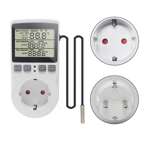 Control inteligente de temperatura de la UE, contador de tiempo, enchufe, refrigeración de calefacción con modo de sincronización de ciclo, termostato Digital de 16A ► Foto 1/6