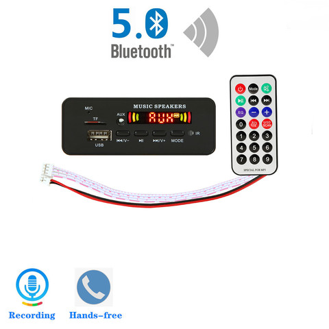 Bluetooth 5,0 MP3 decodificador Módulo de decodificación 5V- 12V coche USB MP3 jugador WMA WAV ranura para tarjeta TF/USB/FM/remoto Junta módulo ► Foto 1/6