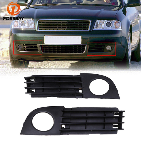 POSSBAY coche frontal de plástico ABS/izquierda para parachoques derecho Luz de niebla de la lámpara cubierta de rejilla para Audi A6 C5 sedán y Avant 2002-2005 Facelift ► Foto 1/6