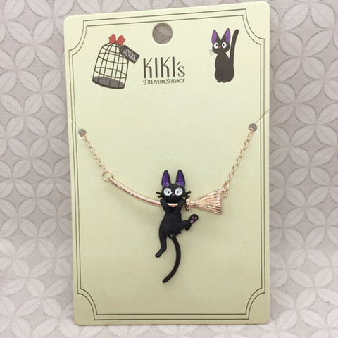 Servicio de entrega de Kiki Jiji gato escoba colgantes joyería de moda para las mujeres gato negro colgante de collar con varita brujas de la joyería ► Foto 1/6