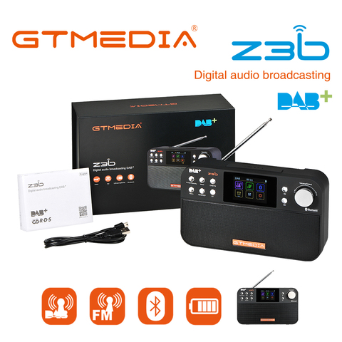 GTMEDIA-Receptor Digital Z3B Z3, DAB + Receptor de Radio estéreo portátil con pantalla TFT de 2,4 pulgadas, despertador Bluetooth ► Foto 1/6