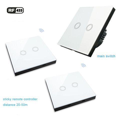 Interruptor táctil para luz de pared RF 433, 433mhz, 1 Banda, 2 entradas, 3 Entradas, inalámbrico, RF433, sensor, mando a distancia, Interruptor táctil, estándar de la UE ► Foto 1/6