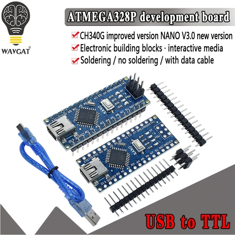 Uds promoción para arduino Nano 3,0 Atmega328 controlador Compatible con WAVGAT módulo PCB, PLACA DE DESARROLLO SIN USB V3.0 ► Foto 1/6