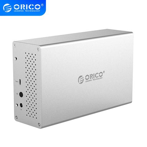 ORICO-estación de acoplamiento de aluminio HDD, Series WS, 3,5 pulgadas, 2 puertos, tipo C, carcasa HDD, compatible con 20TB, 5Gbps, 12V, adaptador Funda de disco duro ► Foto 1/6