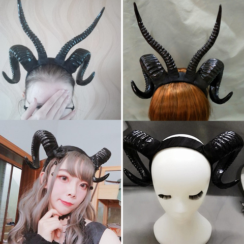 Demonio maligno diadema de cuerno Cosplay accesorios de las mujeres de Halloween accesorios horquilla mal Gothic Lolita ovejas diadema cuerno ► Foto 1/6