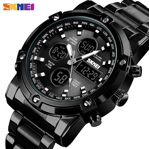 SKMEI Men Quartz Watch Outdoor Sports Digital Watch Countdown Stainless Steel Strap Men Wristwatch Clock Relogio Masculino 1389 ► Foto 1/6