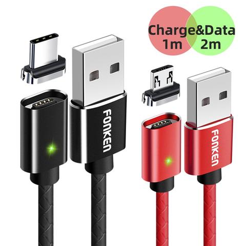 FONKEN magnético Micro USB Cable magnético USB tipo C Cable de carga de teléfono 3A móvil cargador rápido Cable Android Datos rápidos cables ► Foto 1/6