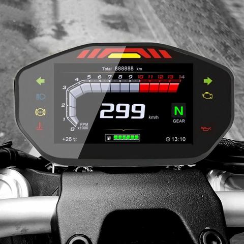 Universal pantalla TFT LCD instrumento velocímetro cuentakilómetros tacómetro apto para 2/4 cilindro de la motocicleta ► Foto 1/6