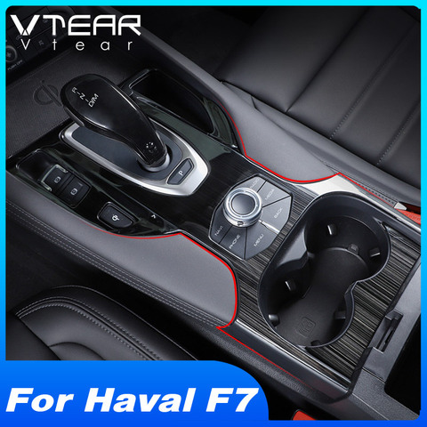 Vtear-cubierta de panel de Cambio de marchas para Haval F7 F7X, marco de taza de acero inoxidable, consola central, funda protectora, accesorios de decoración ► Foto 1/6