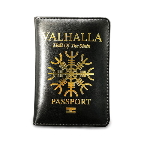 Cubierta de pasaporte para vikingos Valhalla, protector de pasaporte de Horror, aegishjalmor, regalo para él, funda de viaje ► Foto 1/6