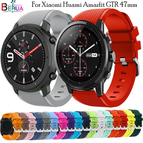 Correa de silicona para xiaomi Huami Amazfit GTR, repuesto de pulsera de 47mm y 22mm para Huawei watch GT 46MM ► Foto 1/6