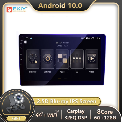 EKIY-radio Multimedia con GPS para coche, Radio con navegador estéreo, pantalla IPS, Android 10, 2 din, DVD ► Foto 1/6