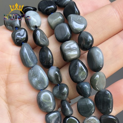 8-10mm Irregular Hawkeye piedras de minerales perlas para joyería Natural cuentas espaciadoras sueltas bricolaje pulsera accesorios encantos 15'' ► Foto 1/6