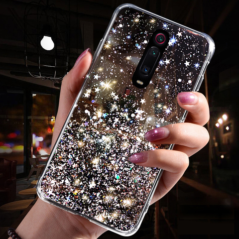 Redmi 9 7A 8 8A 9A 9AT 9C Nota 9 S 7 8 Pro T 8 de brillo suave funda para Xiaomi Mi 10 Lite 9 SE A3 POCO X3 Bling brillante cubierta ► Foto 1/6