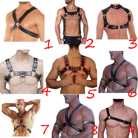 Arnés de pecho Sexy para hombres, disfraz de sadomasoquismo, ropa de fiesta, lencería para sexo, juguetes para adultos, Bondage ► Foto 1/6