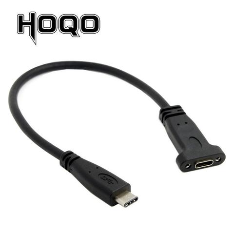 USB tipo c USB 3,1 extensión de macho a hembra con Cable de Tornillo de montaje Panel USB C hembra a with hombre Extender Cable extensor de Cable de datos ► Foto 1/3