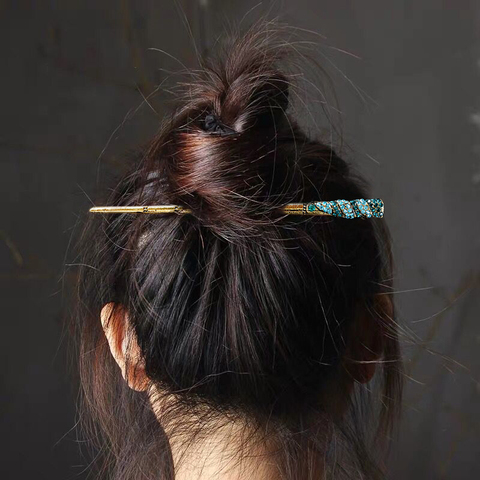 Morkopela-horquilla con joyería Vintage para mujer, varilla de pelo metálico, accesorios para el cabello de boda ► Foto 1/6