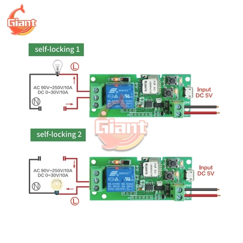 EWelink WiFi inteligente módulo de relé 5V DC 12V 24V interruptor relé temporizador de Control remoto inalámbrico empujando/Auto-bloqueo para Google ► Foto 1/1