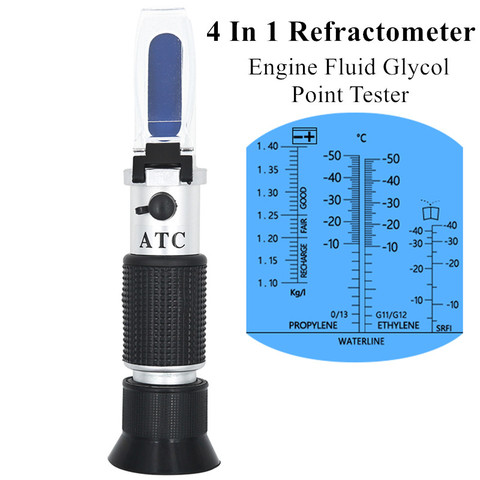 Refractómetro manual 4 en 1 para motor, probador de líquido de glicol, batería de coche, refractómetro anticongelante, comprobador anticongelamiento ► Foto 1/6