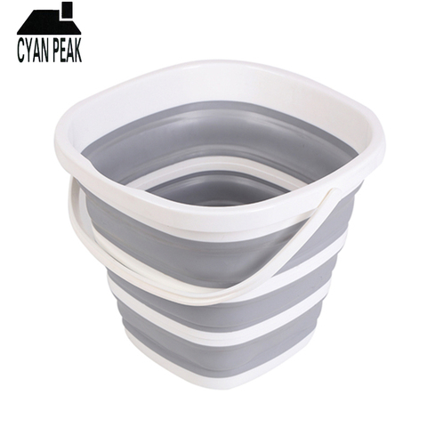 Cubo de silicona plegable para pesca, cubo para coche, al aire libre para lavado, barril cuadrado, baño, cocina, campamento, 10L ► Foto 1/6