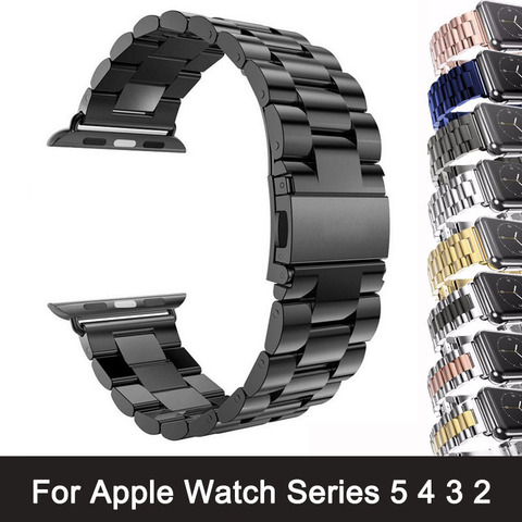 Para Apple Watch Series 6 5 4 3 2 Correa 40mm 44mm 42mm negro Acero inoxidable pulsera adaptador para iWatch Band 4 3 38mm ► Foto 1/6