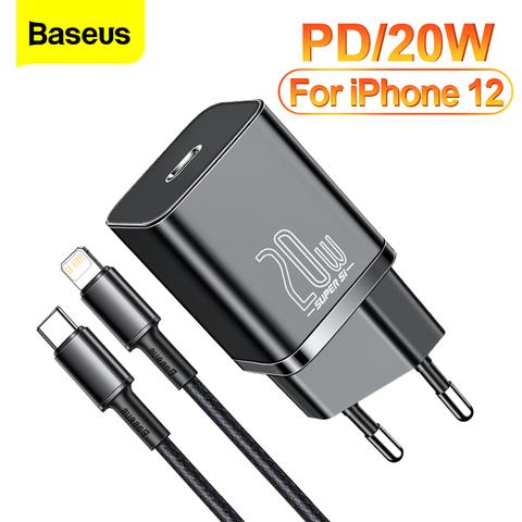 Baseus-cargador USB tipo C para móvil, Cargador rápido PD de 20W para iPhone 12 Pro Max, USB Dual de carga rápida QC 3,0 ► Foto 1/6