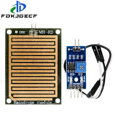 Módulo con Sensor de gotas de lluvia Módulo de doble cara para lluvia y clima, módulo de humedad para Arduino, Robot, coche, bricolaje, DC 3,3 V-5V ► Foto 1/2